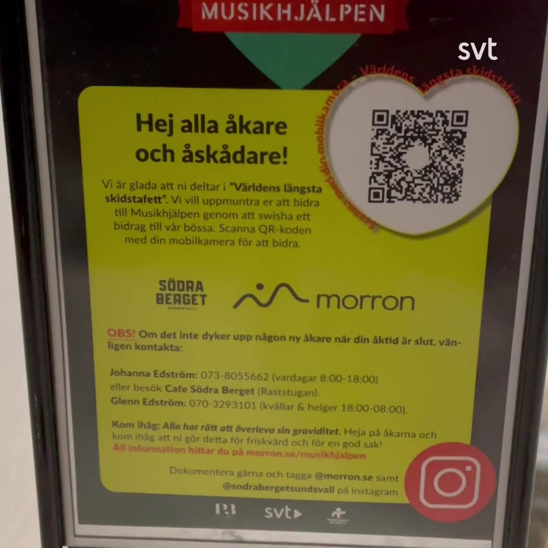 För Musikhjälpen i världens längsta skidstafett